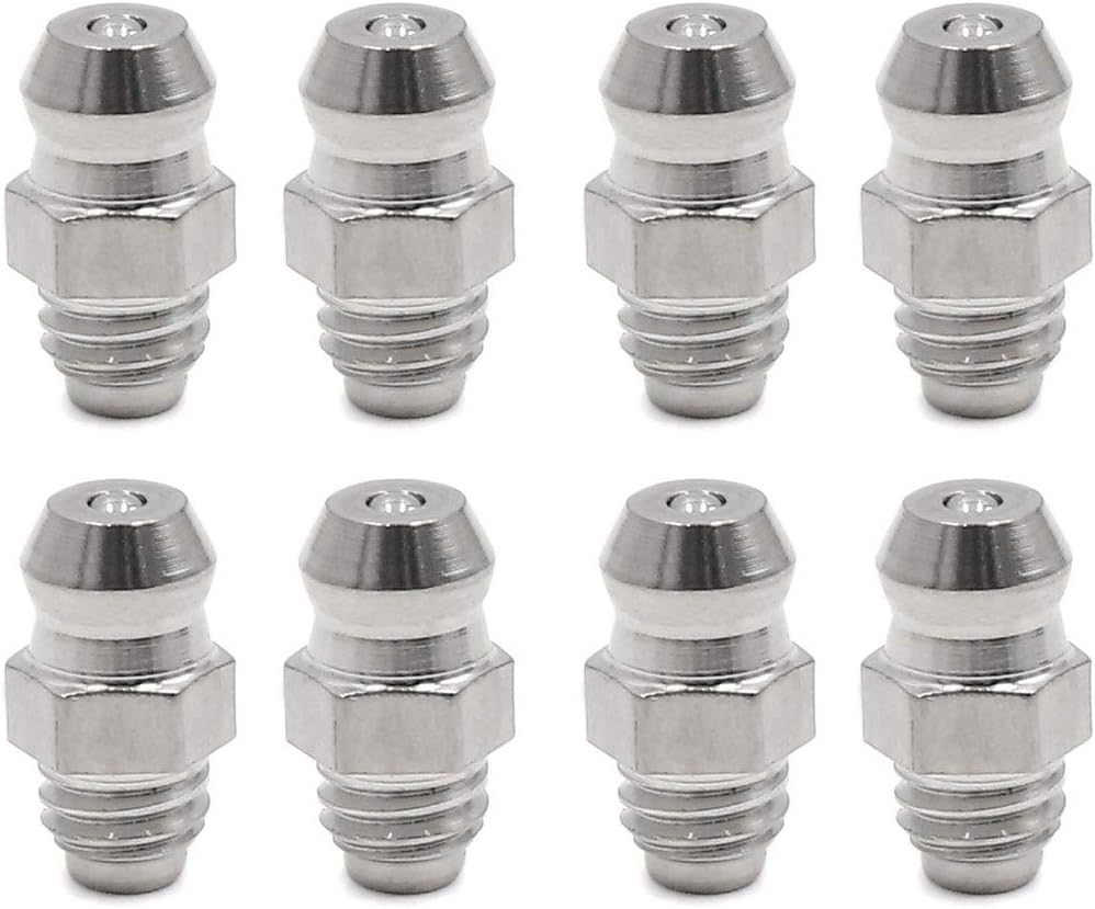 sourcing map 8pcs M6 x 1 Thread Stainless Steel Straight Grease Nipple Fitting for Car, Silver Tone, 14 x 10 x 0.5 cm