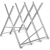 Goplus Portable Folding Sawhorse, Adjustable Steel Sawbuck for Firewood, Heavy Duty 220 lbs Sawhorse Work Table, Lightweight