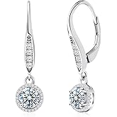wowshow Moissanite Earrings Leverback Earrings for Women 925 Sterling Silver 3ct 4ct Moissanite Dangle Drop Earrings for Women Birthday Mom Gifts with Certificate of Authenticity