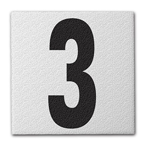 Ceramic Swimming Pool Deck Depth Marker " 3 " Abrasive Non-Slip Finish, 5 inch Font