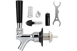 FERRODAY Upgraded 1-1/2 inch Shank, Stainless Steel Core Beer Tap Faucet, Chrome Plated Beer Faucet, No-Rust No-Leak Keg Tap Faucet for Homebrew, 1/4 Barb Kegerator Tap Faucet Parts