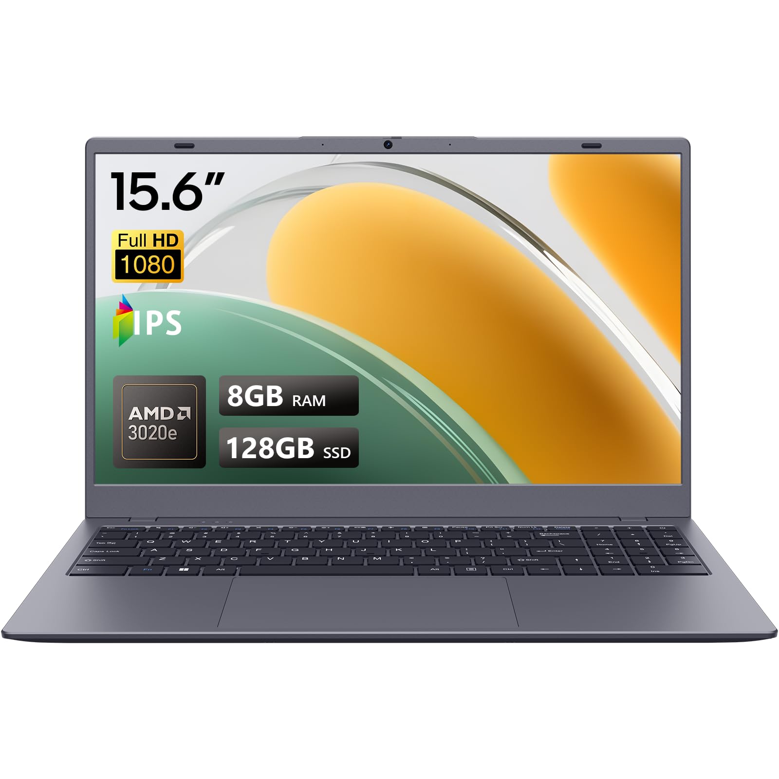 Photo 1 of MARGOLAI 15.6 Inch FHD IPS Laptop, AMD Athlon 3020e (Up to 2.6GHz) with 8GB DDR4 128GB SSD, Full-Function Type-C, HDMI, WiFi 5, BT5.0, Lightweight for Students & Business, Gray