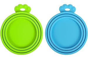 PetBonus 2 Pack Silicone Pet Can Cover Lids, Universal Size for Dog Cat Food, 1 fit 3 Standard Size Can Tops, BPA Free Dishwasher Safe (Blue, Green)