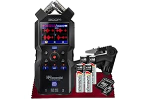SONICSOUND TECHNOLOGIES Zoom H4essential 4-Track Handy Recorder with 32-Bit Float, XY Mic, Dual A/D Converters, XLR/TRS, with 64GB MicroSDXC, Tripod, and Batteries - Ideal for Podcasters, Musicians, Interviews