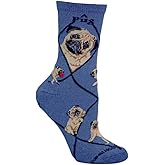 WHD Pug Dog Blue Large Cotton Socks