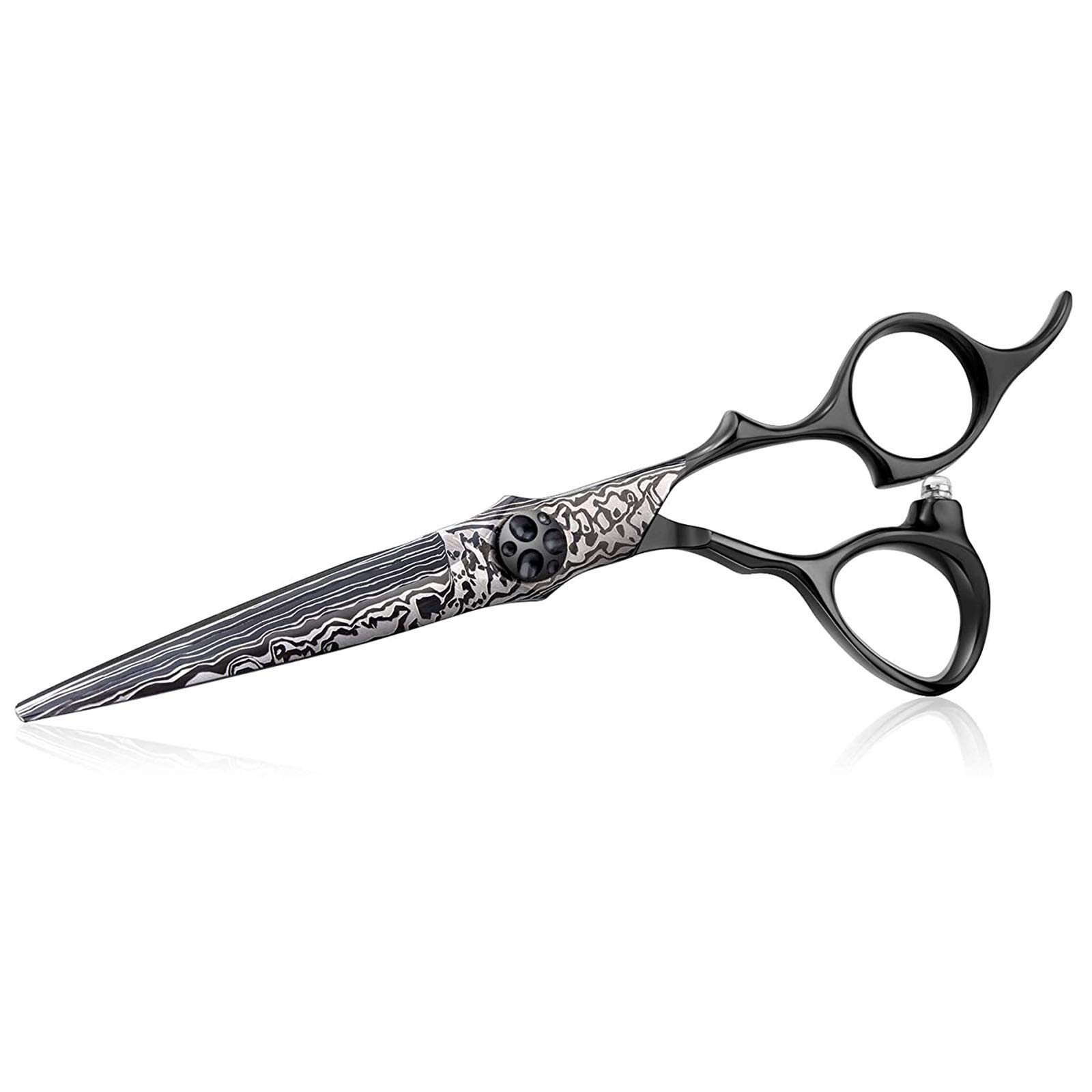 PURPLEBIRD 6 Inch Professional Barber Scissors, Japanese Stainless Steel, Black, Modern Style, Right Handed, Haircutting Shears for Men Women and Kids