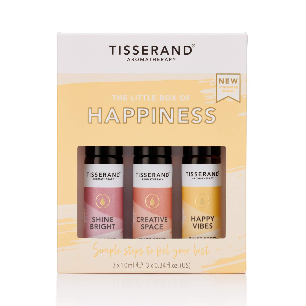 Tisserand - The Little Box of Happiness - Shine Bright, Creative Space, Happy Vibes - 100% Natural Pure Essential Oils - 3x10ml