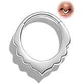 COCHARM Flower Septum Rings, 16G Septum Jewelry, Dainty Helix Daith Earrings for Women, Rook Daith Piercing Jewelry Surgical Steel