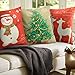 HOMAR Throw Pillow Covers - Snowman Print Pattern Christmas Decorative Pillow Case - Cotton Linen Material Square Pillowcases Red Standard Size 18 x 18 for Girls Boys Kids
