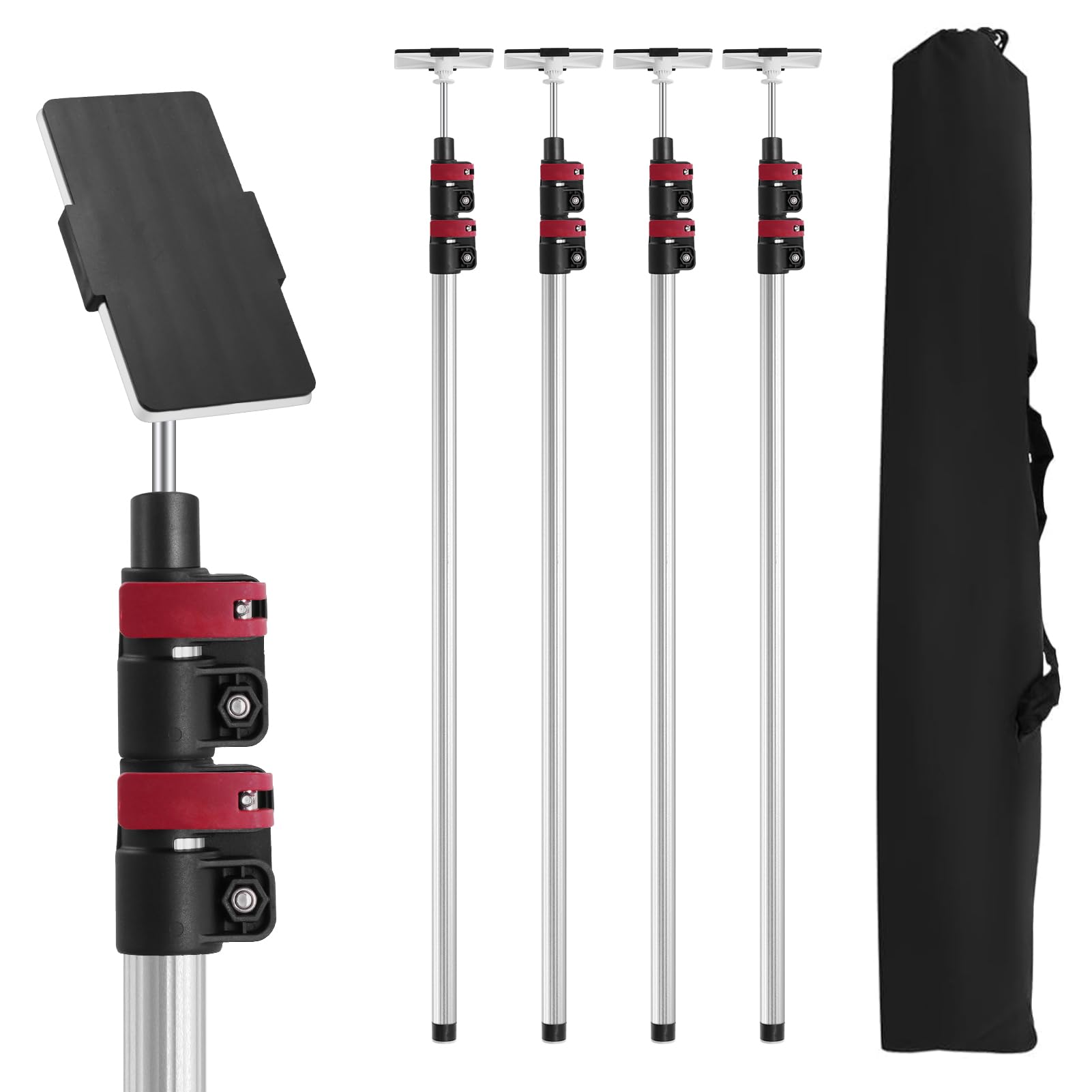 Photo 1 of 12FT Dust Barrier Poles 4 Pack withCarry Bag, Stainless Steel Retractable Zipper Wall Poles Kit for Renovation, Remodeling and Isolation Work