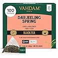VAHDAM, Exotic Darjeeling First Flush Tea Leaves (100 Black Tea Bags) High Caffeine, Non GMO, Gluten Free | Aromatic & Robust | Unblended First Flush Darjeeling Tea Bags | Resealable Ziplock Pouch