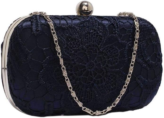 navy lace clutch bag