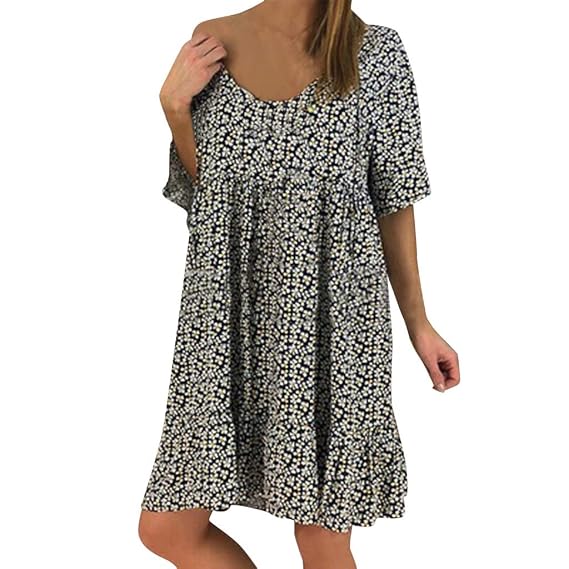 Wakala Robe Courte Femme Ete Boheme Chic Simple élégante