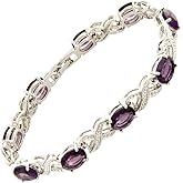 RIZILIA XOXO Link Tennis Bracelet & Oval Cut CZ [5 Colors available] in White Gold Plated, 7"