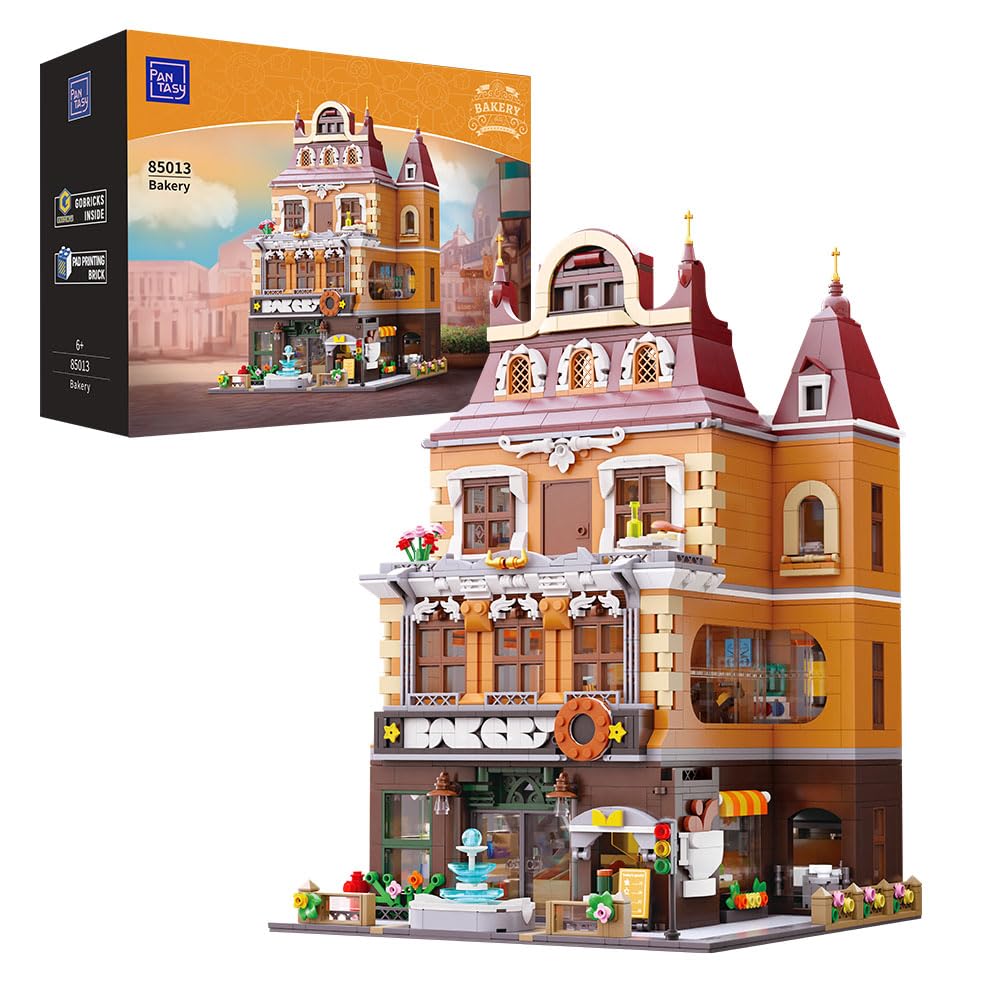 PANTASY European Bakery Building Kit - Construction Set for Adults & Teens, Famous Landmarks Collection with Bakery, Gym Room, Living Quarters & Sky Garden