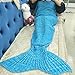 Mermaid Tail Blanket Crochet Mermaid Blanket for Adult and Kids, All Seasons Sleeping Blankets, Warm Soft Living Room Sleeping Bag,Birthday (Adult, Blue#)