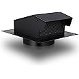Rossesay Roof Vent Cap with Damper Removable Screen and Bottom Extension Kitchen Range Hood Steel Roof Bathroom Exhaust for Ventilation System, Black(8 Inch)