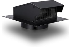 Rossesay Roof Vent Cap with Damper Removable Screen and Bottom Extension Kitchen Range Hood Steel Roof Bathroom Exhaust for Ventilation System, Black(8 Inch)