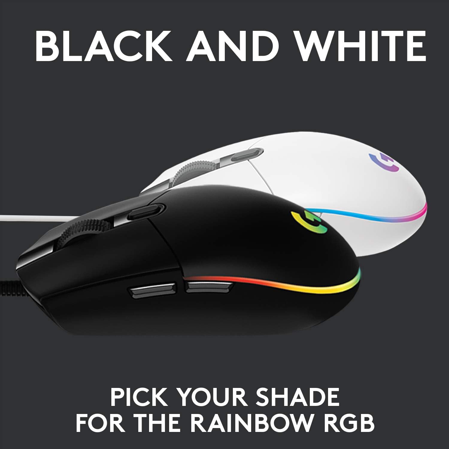 Logitech G203 Wired Gaming Mouse, 8,000 DPI, Rainbow Optical Effect LIGHTSYNC RGB, 6 Programmable Buttons, On-Board Memory, Screen Mapping, PC/Mac Computer and Laptop Compatible - Black: Computers & Accessories