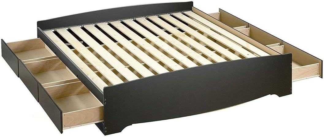 Amazon Com King Size Black Wood Platform Bed Frame With Storage
