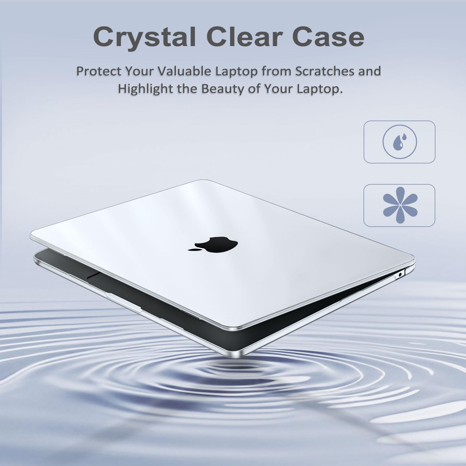 MOSISO Compatible with MacBook Air 13 inch Case 2025 2024 2023 2022 M4 A3240 M3 A3113 M2 A2681, Plastic Hard Shell&Keyboard Cover&Screen Film&Type C for MacBook Air 13.6 inch Case, Crystal Clear
