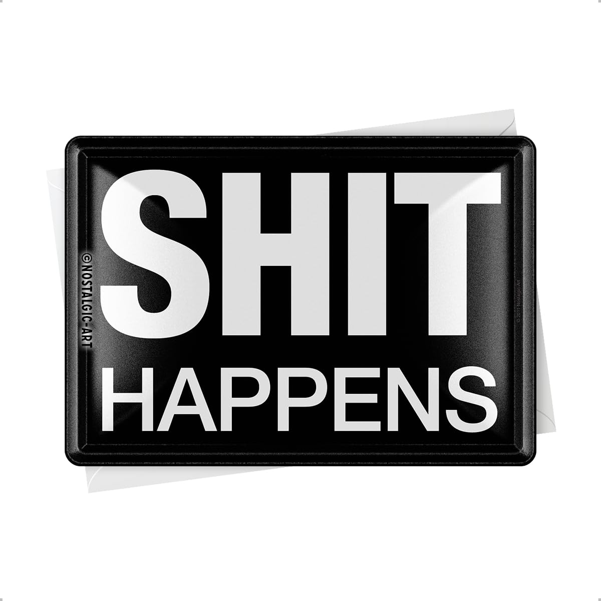 Nostalgic-Art Retro Tin Postcard, 10 x 14 cm, Happens - Gift Idea with Saying, Metal Postcard, Mini Tin Sign as Greeting Card