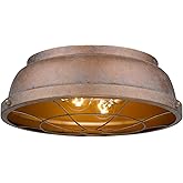 Golden Lighting Bartlett 2-Light Flush Mount in Copper Patina