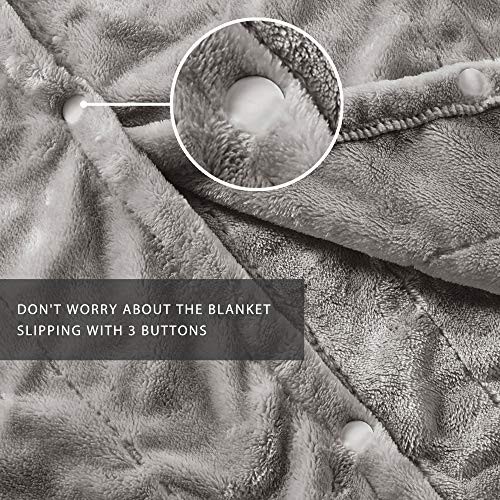 MP2 Electric Heated Poncho Shawl Wrap Sherpa Throw Blanket with Buttons Auto Shut Off 50"x 64", Grey - Thumbnail 4