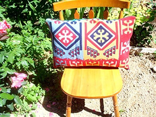 Decorative lumbar kilim pillow cover, 60x30cm, geometric, bohostyle cushion, aztec pattern, ethnic pillow, bohohome, bohemianstyle decor