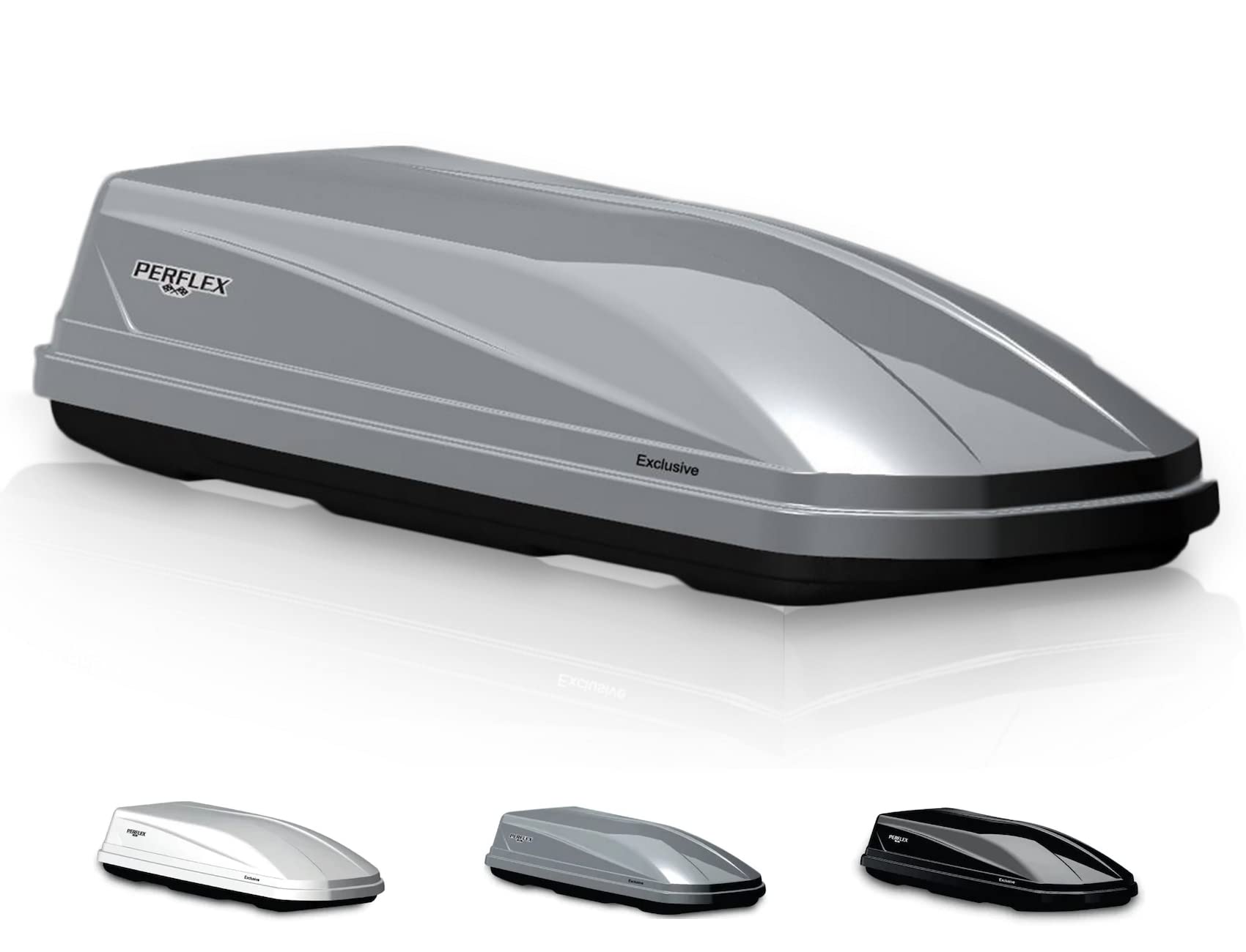 Photo 1 of **HAS COUPLE DENTS-SEE PICS**Perflex Exclusive Rooftop Cargo Box Carrier Large 17.7 Cubic Feet Car Top Mount Travel Luggage Storage, Dual Side Opening, 130 Lbs Weight Capacity, Extra Keys, Straps (Silver)