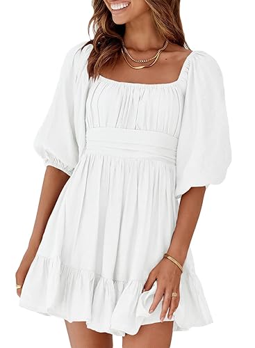 Dokotoo Square Neck Off The Shoulder Dress Tie Back Sexy Dresses