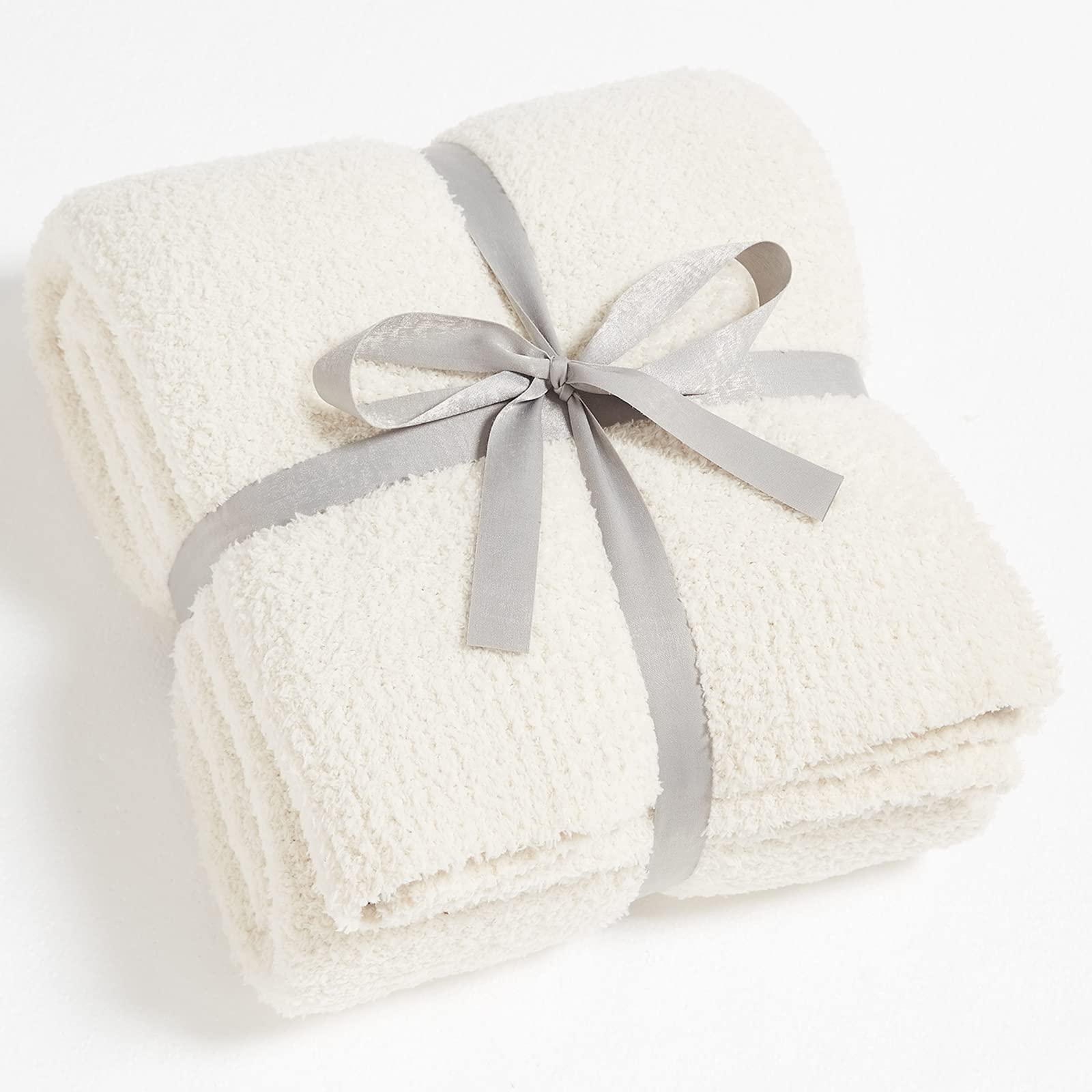 Photo 1 of CYMULA Super Soft Knit Throw Blanket Twin Size Cream White-Lightweight Plush Fuzzy Fluffy Warm Cozy Blankets and Throws for Sofa Bed All Season Use