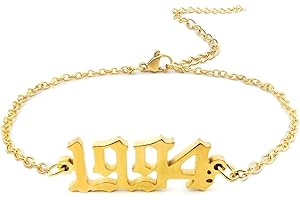 CSIYANJRY99 Birth Year Ankle Bracelets for Women,14K Gold Plated Birth Year Number Anklets Adjustable Chain Beach Foot Ankle Bracelets for Teen Girls Birthday Gifts