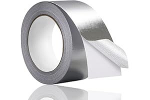 SMARINGWING Premium Aluminum Tape, Silver Adhesive Tape for Ductwork, Pipe Insulation Tape, Heat Resistant Fibreglass Exhaust Duct Tape for Dryer Vents, High Temperature Heavy Duty HVAC Sealing (5.9mil,2" x 65ft)