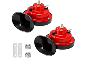 Ywdiml Super Loud Train Horns, 2PCS 12V Waterproof Durable Vehicle Air Electric Snail Horn with Mounting Kits, Automotive Speaker Replacement, Universal fo Truck Motorcycle Scooter (Red)