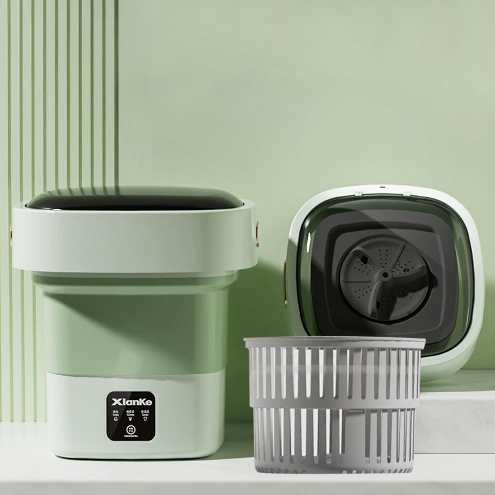 Photo 1 of Portable Washing Machine,Mini Washer,17L Upgraded Large Capacity Foldable Washer.Deep Cleaning Baby Clothes,Pet clothing,Small Clothes,Underwear,socks.Suitable for Apartments,Dormitories,Hotels(Green)