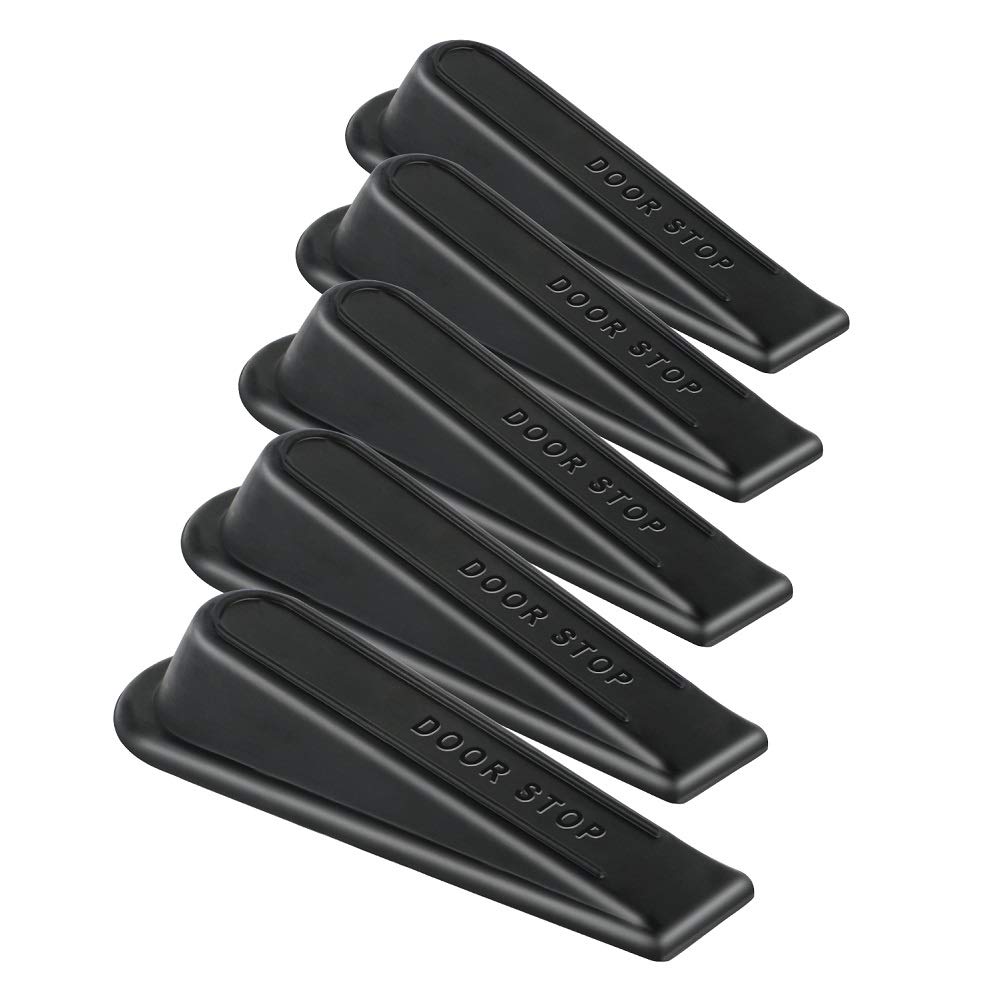 Rubber Doorstop Wedge Suitable for All Floors Non-Scratching and Anti-Slip Design (5 Packs)