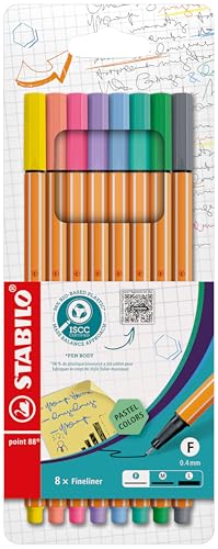 Stylo feutre pointe fine Point 88 - Pochette de 8 stylos-feutres - Couleurs pastel