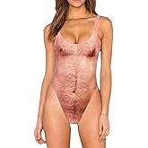 One Piece Swimsuits for Women Hairy Chest Bathing Suit Funny Novelty Fake Muscles Beachwear