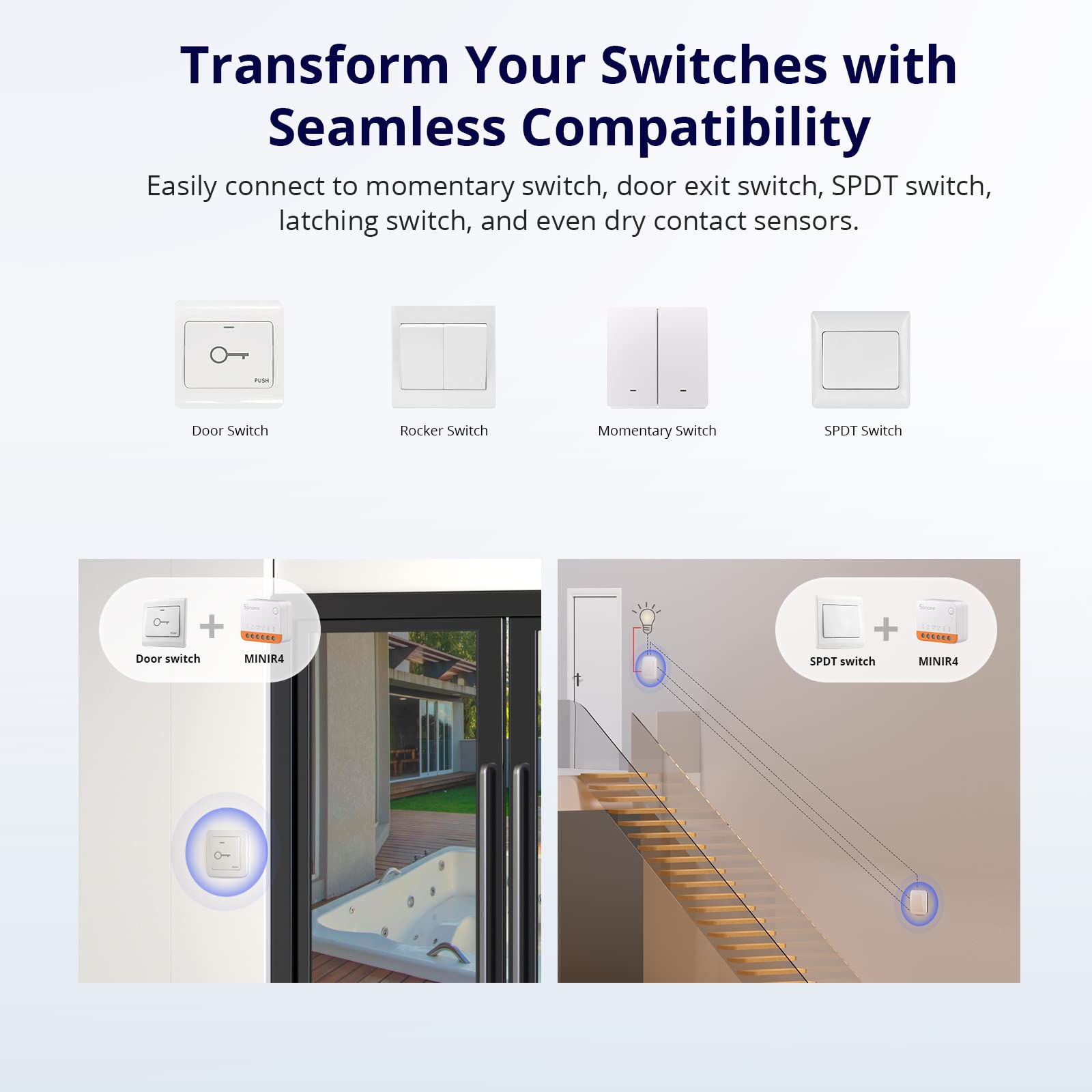 SONOFF MINIR4 Smart Wlan Schalter 2PCS, WiFi Schalter mit Timing-Funktion, Relay Split Mode, 2.4G WiFi, Neutralleiter erforderlich, Funktioniert mit Alexa/Google Home, Fernbedienung über eWeLink App 5
