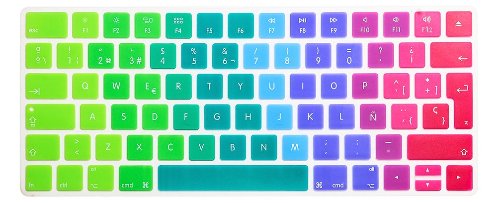 MMDW Premium EU Layout Spanish Ultra Thin Soft-touch Silicone Keyboard Protective Cover Skin Protector for Magic Wireless Keyboard MLA22L/A A1644 (2015 Released)-Rainbow