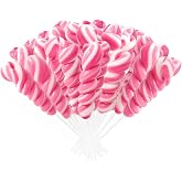 20 Pack Pink Twisty &amp; Swirl Lollipop Candy Suckers, Strawberry Flavor | Baby Shower Candy Twist Lollipop Individually Wrapped Suckers, Valentine&rsquo;s Lollipops Candy Bulk, Strawberry Gender Reveal
