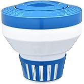 Floating Chlorine Dispenser, Pool Spa Chlorine/Bromine Floater,7" Large Capacity Floating Chlorinator &amp; Bromine Holder Fits 3 Inch Chemical Tablets（Collapsible）