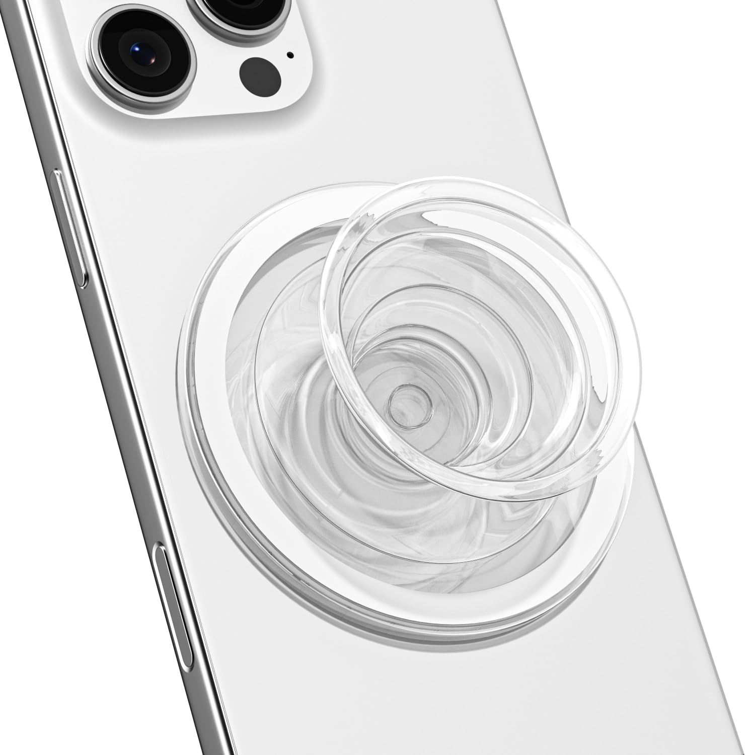 Svanove Magnetic Phone Grip Compatible with Magsafe, Mag Safe Translucent Clear Grip Collapsible Kickstand for iPhone Samsung Pixel, Cute Transparent Silicone Removable Phone Stand Holder, Clear