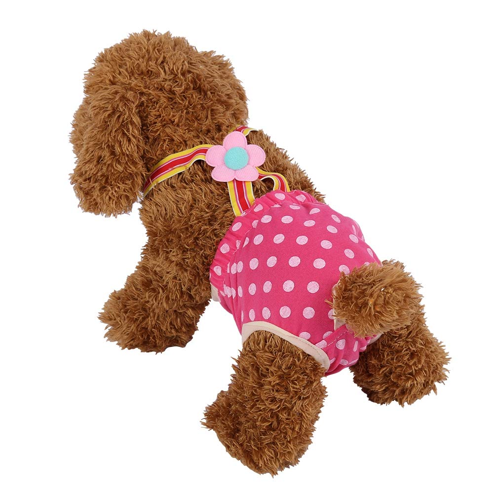 Female Dog Sanitary Pants, 6 Sizes Reusable Nappy with Adjustable Suspender for Small Medium Pet Dogs, Suitable for Puppies and Dogs in Heat (XS)