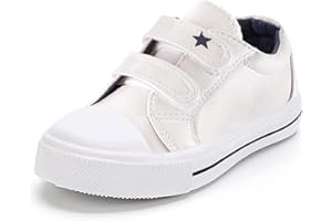 K KomForme Toddler Boys & Girls Shoes Kids Canvas Sneakers with Cartoon Dual Hook and Loops