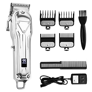 Pro Cordless Hair Clippers, Cosyonall Haircut Kit Rechargeable Hair Grooming Trimmers Set With LED Display for Men Stylists Barbers Kids Home Using (All Metal Heavy Duty Motor)