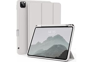 kenke Case for iPad Pro 11 Inch 4th/3rd/2nd Generation (2022/2021/2020) with Pencil Holder, Slim Trifold Smart Cover with Soft TPU Back, Support 2nd Gen Pencil Charging, Auto Sleep/Wake, Gray