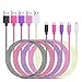 Micro USB Cable, Eversame [5-Pack] 6.6Ft 2M Nylon Braided Tangle-Free Data Sync Charger Cord Compatible Compatible for Galaxy S6 Edge Plus/Tab A, HTC One M9 (Black White Pink Purple Hot Pink)