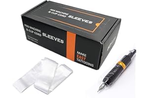 EZTAT2 EZ Tattoo Clip Cord Covers - 100 Pcs Clip Cord Covers for Tattoo Machine, Clear Clip Cord Sleeves for Tattoo Machine Covers Wrap and Tattoo Equipment Supply